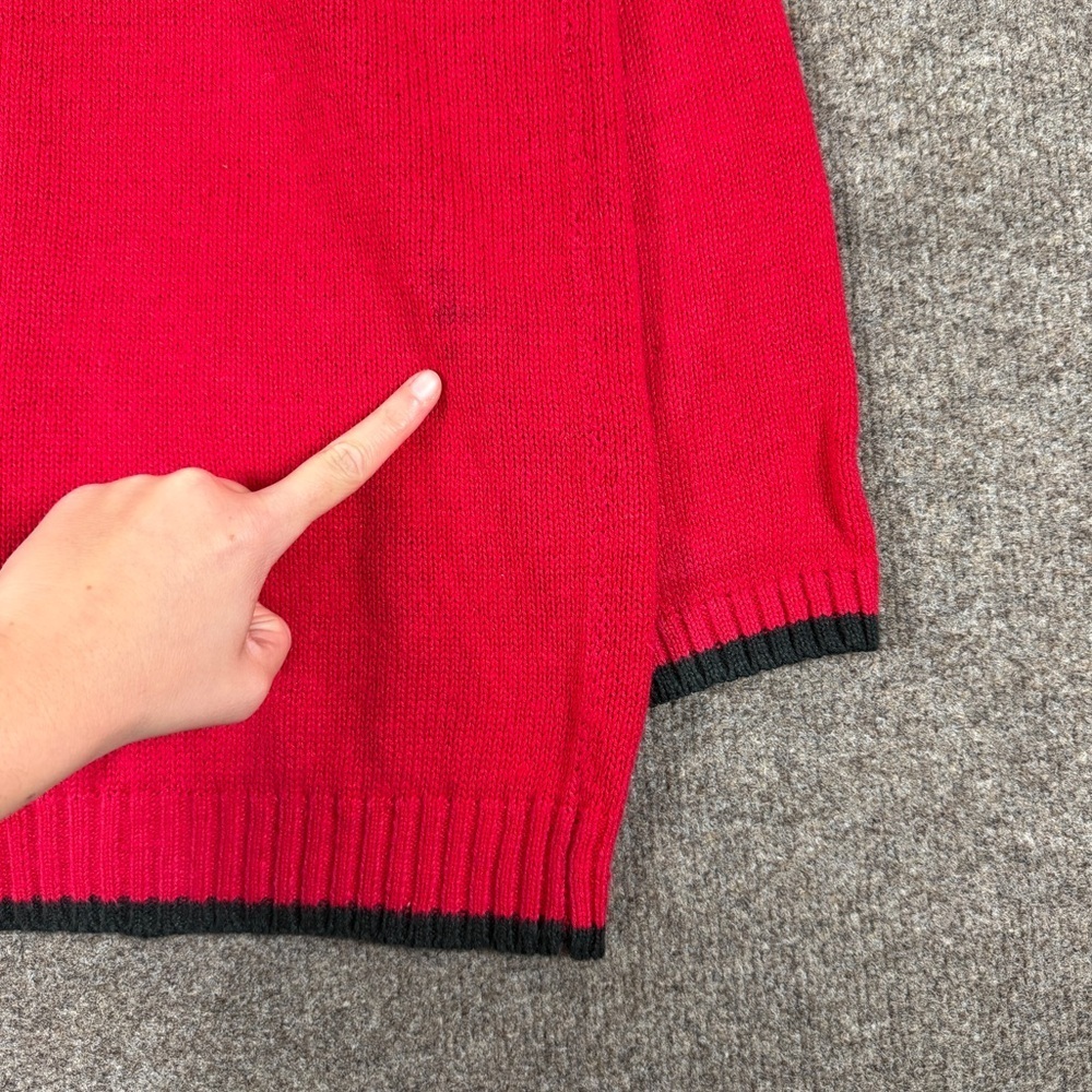 Vintage 90s Red Argyle Diamond Deep V-Neck Cardigan Sweater Women S Teacher Core - Picture 8 of 14